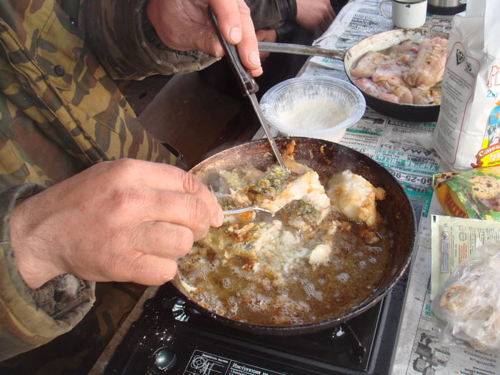 Обжарка налима.
