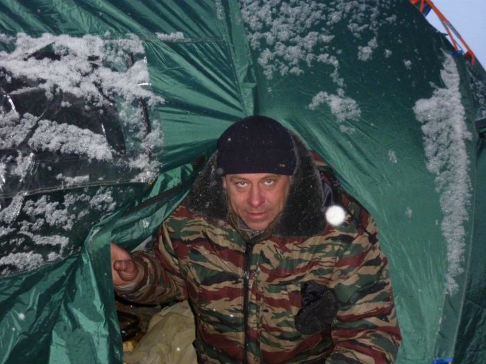 Оз. Б.Окунёвое.ТО.Утро. -15. Летняя палатка...